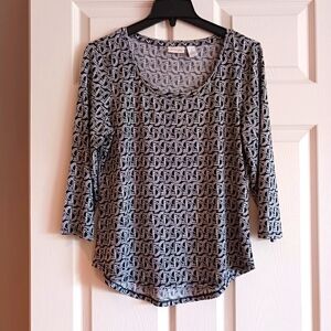 Chico's Patterned Black and White Women's Top Size 1 (Size 8 Or Medium)